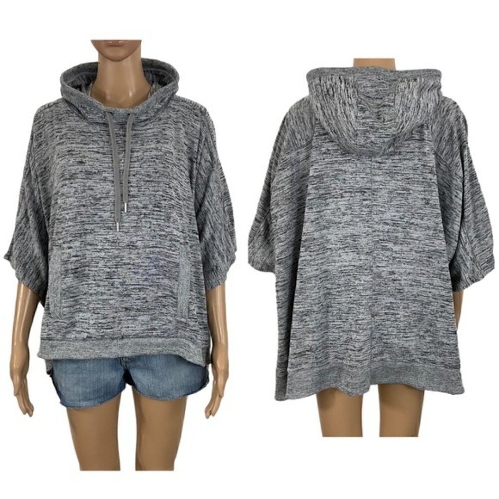 Athleta Blissful Hooded Poncho Gray Heathered Sweater size Small style # 721575